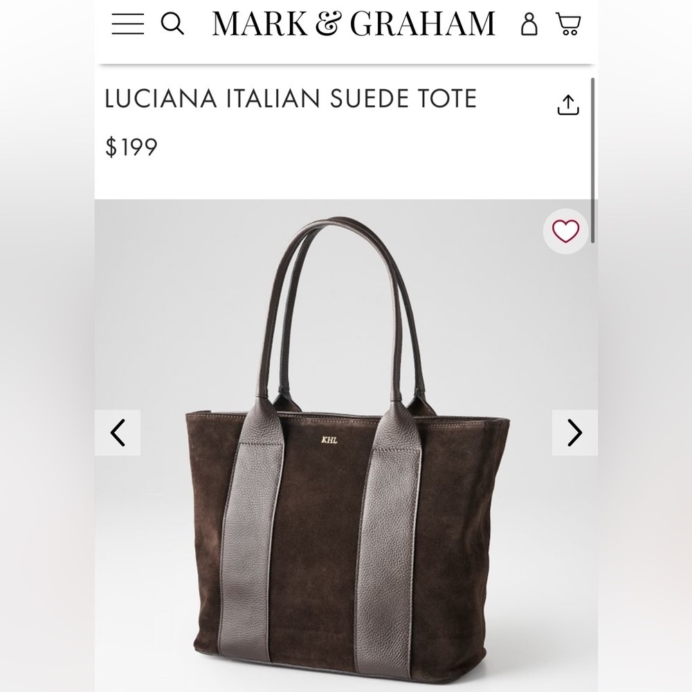 Luciana Italian suede tote chocolate Dark Brown Leather Tote Bag - Picture 2 of 4